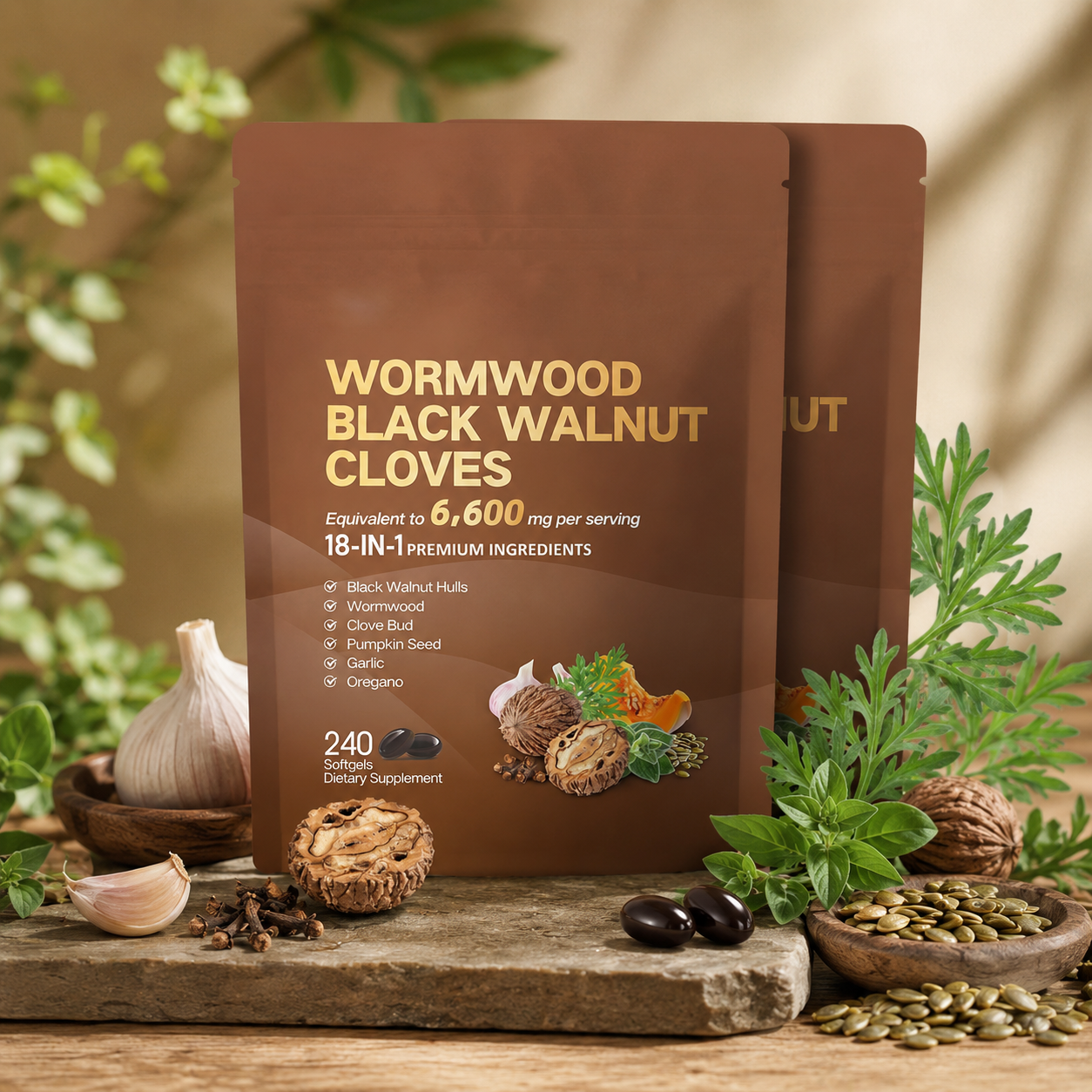 Herbal Wellness Blend - Wormwood Black Walnut Cloves Supplement 240