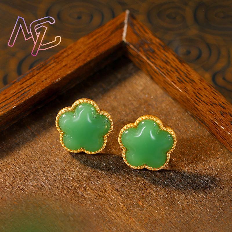 Green Natural Jade Clover Earr - Red Clover Flower ulasan dan harga