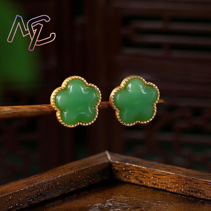 Green Natural Jade Clover Earr - Red Clover Flower ulasan dan harga