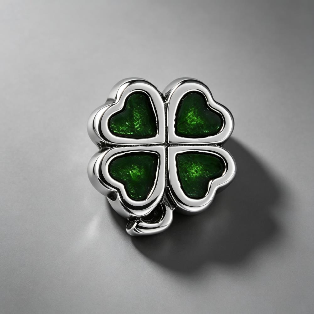 NEW 925 Silver Four Leaf Clove - Red Clover Flower ulasan dan harga