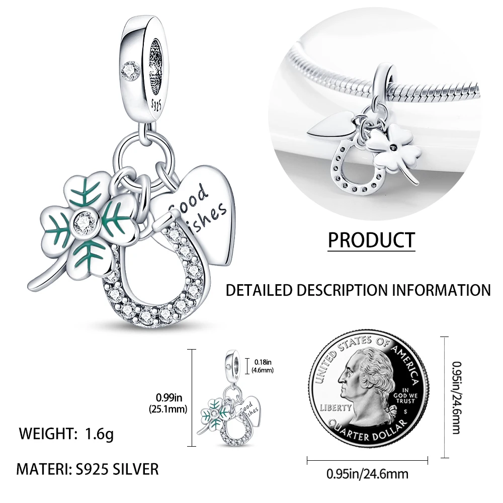 925 sterling silver green hors - Red Clover Flower ulasan dan harga