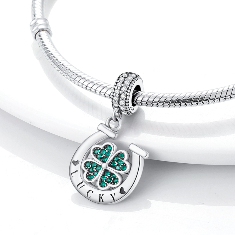 925 Sterling Silver Green Char - Red Clover Flower ulasan dan harga