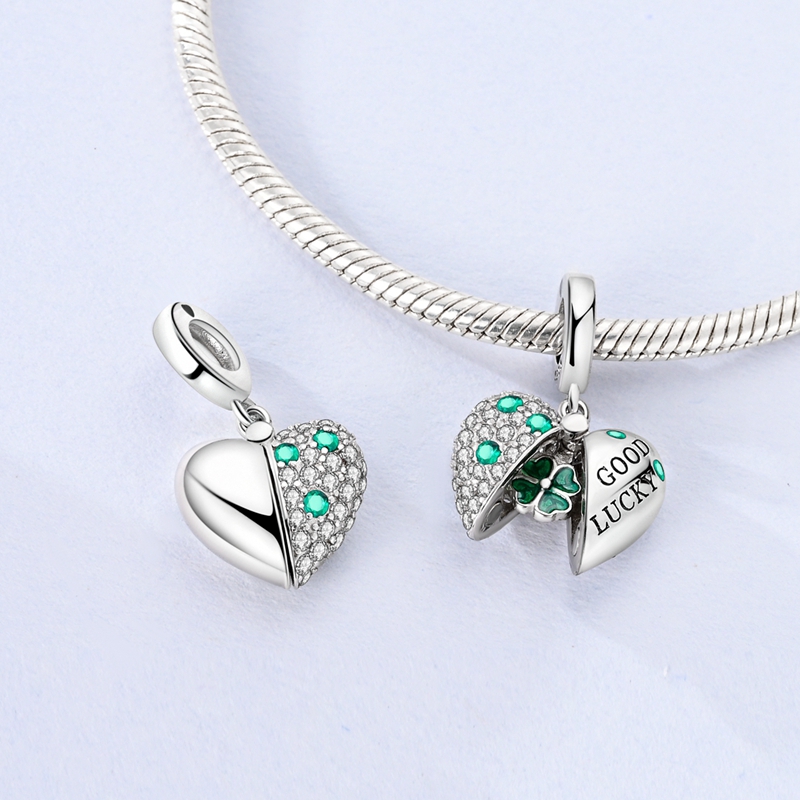 925 Sterling Silver Green Char - Red Clover Flower ulasan dan harga